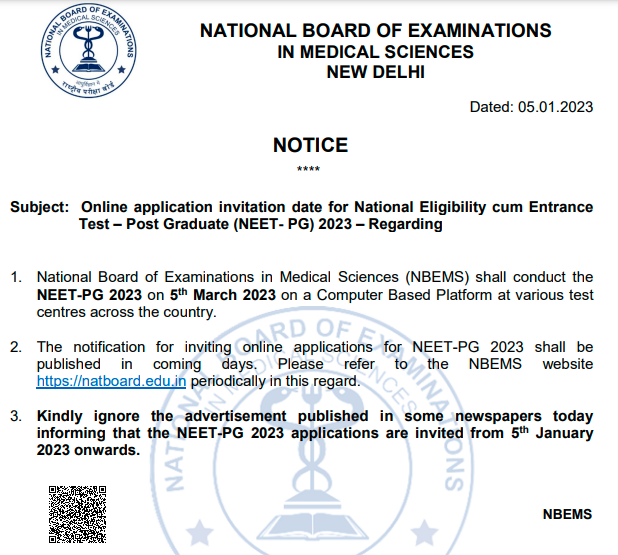NEET PG 2023 Syllabus : No Registration from today Exam on Sun, 5 Mar, 2023
